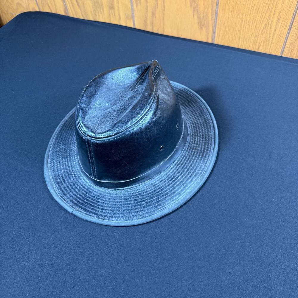 Wilsons Leather Fedora Hat Black Size Medium